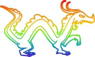 drago del fumetto di disegno a tratteggio sfumato arcobaleno vettore