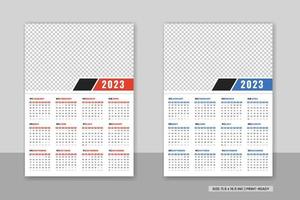 design moderno del modello del calendario da parete 2023 e design del calendario aziendale colorato o design del modello del calendario da scrivania del nuovo anno o programma del pianificatore del diario annuale