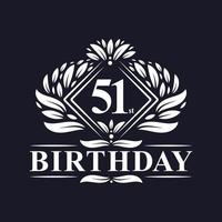 51 anni di logo di compleanno, celebrazione del 51° compleanno di lusso. vettore