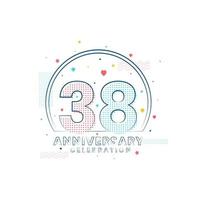 Celebrazione dell'anniversario di 38 anni, design moderno per 38 anni vettore