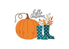 ciao autunno caldo autunno stagione zucca illustrazione vettoriale