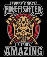 disegno della maglietta del vigile del fuoco vettore