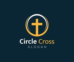 logo croce cerchio, modello logo croce cristiana vettore