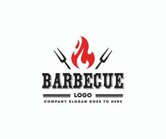 modelli di logo griglia barbecue caldo. design del logo barbecue barbecue. vettore