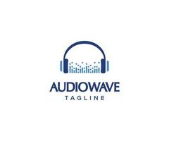 logo delle cuffie audio wave audio. modello logo canzone dj. vettore