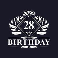 28 anni di logo di compleanno, celebrazione del 28° compleanno di lusso. vettore