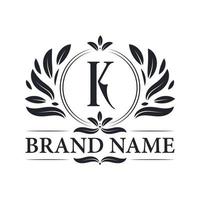 design del logo dell'alfabeto k di lusso vintage. vettore