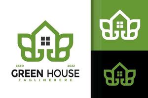 disegno del logo della foglia della casa verde, vettore dei loghi dell'identità del marchio, logo moderno, modello di illustrazione vettoriale dei disegni del logo