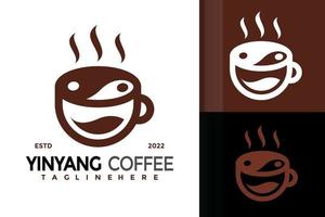 design del logo del caffè yinyang, vettore dei loghi dell'identità del marchio, logo moderno, modello di illustrazione vettoriale dei disegni del logo