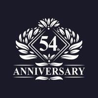 Logo dell'anniversario di 54 anni, logo floreale di lusso per il 54° anniversario. vettore