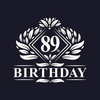 Logo di compleanno di 89 anni, celebrazione del 89° compleanno di lusso. vettore