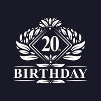 20 anni di logo di compleanno, celebrazione del 20° compleanno di lusso. vettore