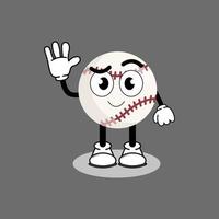 illustrazione grafica vettoriale personaggio dei cartoni animati della mascotte carina baseball con posa. adatto per l'illustrazione di libri per bambini.