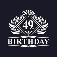 Logo di compleanno di 49 anni, celebrazione del 49° compleanno di lusso. vettore