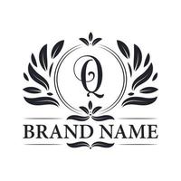design del logo della lettera q dorata di lusso vintage. vettore
