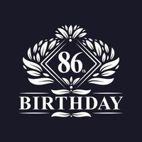 Logo di compleanno di 86 anni, celebrazione del 86° compleanno di lusso. vettore