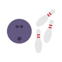 palla da bowling e pin illustrazione piatta. elemento di design icona pulita su sfondo bianco isolato vettore