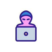 vettore icona del computer portatile hacker. illustrazione del simbolo del contorno isolato