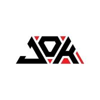 design del logo della lettera del triangolo jok con forma triangolare. monogramma di design logo triangolo jok. modello di logo vettoriale triangolo scherzo con colore rosso. logo triangolare jok logo semplice, elegante e lussuoso. scherzo
