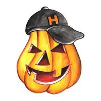 zucca halloween con il cappello nero vettore