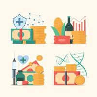 set di illustrazioni per investimenti nel settore sanitario e medico vettore