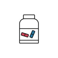 icona della linea del vasetto della pillola. semplice immagine di imballaggio con compresse vettore isolato
