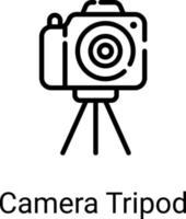 icona della linea del treppiede della fotocamera isolata su sfondo bianco vettore