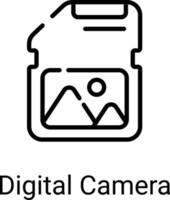 scheda SD, icona della linea della scheda di memoria isolata su sfondo bianco vettore