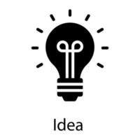 icona del glifo della lampadina di idea isolata su priorità bassa bianca vettore