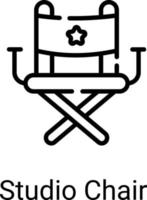 icona della linea di sedia da studio isolata su sfondo bianco vettore