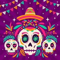 dia de los muertos calavera cranio sfondo vettore