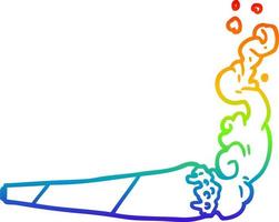 Giuntura di marijuana con disegno a linea sfumata arcobaleno vettore