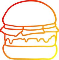 hamburger impilato con disegno a linea a gradiente caldo vettore