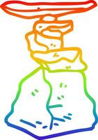 arcobaleno gradiente linea disegno cartoni animati rocce impilate vettore