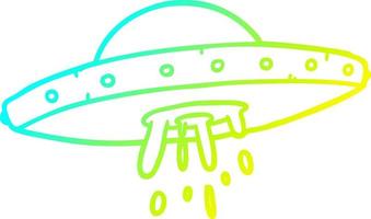 disegno a tratteggio a gradiente freddo ufo volante vettore