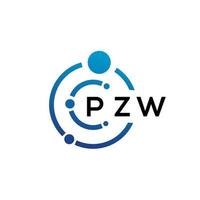 design del logo della tecnologia della lettera pzw su sfondo bianco. pzw iniziali creative lettera it logo concept. disegno della lettera pzw. vettore