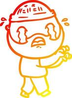 caldo gradiente disegno cartone animato uomo barbuto che piange vettore