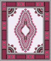 etnico africano dashiki tradizionale colorato fiore rosso-rosa sullo sfondo del modello. camicie d'arte tribale alla moda. ornamenti da ricamo sul collo. vettore