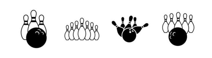 elemento di design icona palla da bowling e pin hit adatto per siti Web, design di stampa o app vettore
