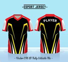 esport jersey o modello di design tshirt da gioco, blu e nero, uniforme da giocatore con mano corta vettore