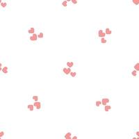 cuori rosa in stile doodle. modello romantico senza cuciture. cuori colorati su sfondo bianco vettoriale. modello pronto per design, cartoline, stampa, poster, feste, San Valentino, tessuti. vettore