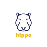 logo ippopotamo, icona della linea della testa di animale vettore