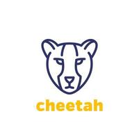 logo del ghepardo, icona della linea del viso animale vettore