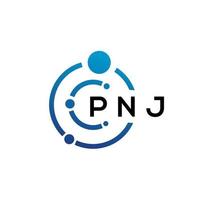 pnj lettera tecnologia logo design su sfondo bianco. pnj iniziali creative lettera it logo concept. disegno della lettera pnj. vettore