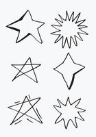 set di stelle disegnate a mano. raccolta di scarabocchi di stelle su sfondo bianco. vettore