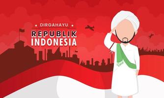 dirgahayu repubblica indonesia banner vettore