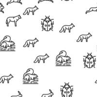 animali selvatici, insetti e uccelli vector seamless pattern