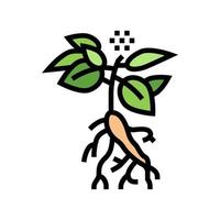 illustrazione vettoriale dell'icona del colore della pianta di ginseng