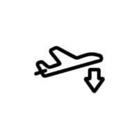 atterraggio del vettore icona aereo. illustrazione del simbolo del contorno isolato