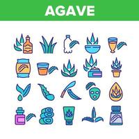 agave, aloe vera, pianta, collezione, icone, set, vettore